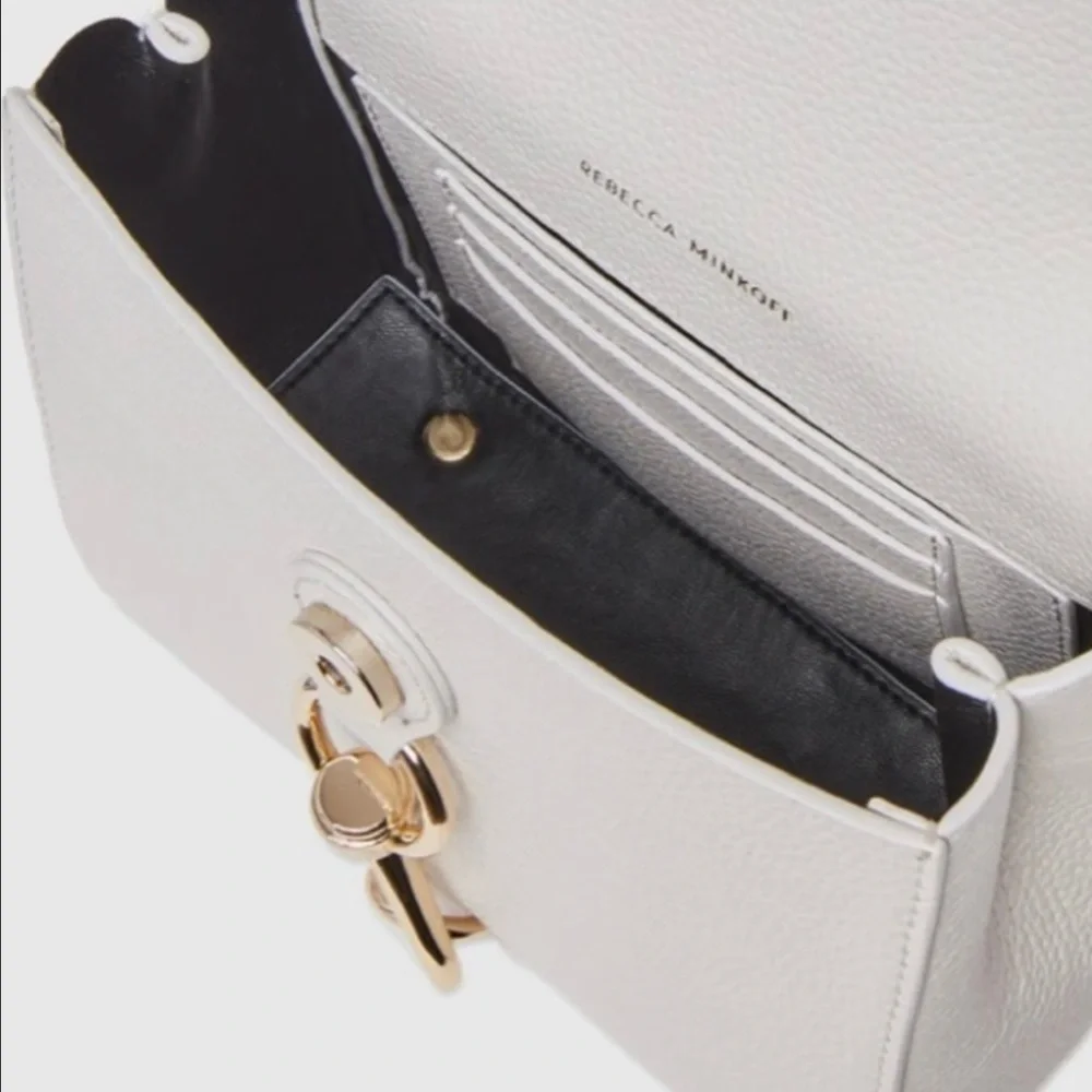Rebecca Minkoff White Leather Mini Crossbody with Gold Hardware